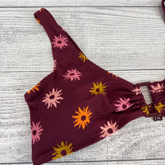 Old Navy Plus Size Maroon Sun Printed Swim Bikini Top Size 3X - Picture 2 of 7